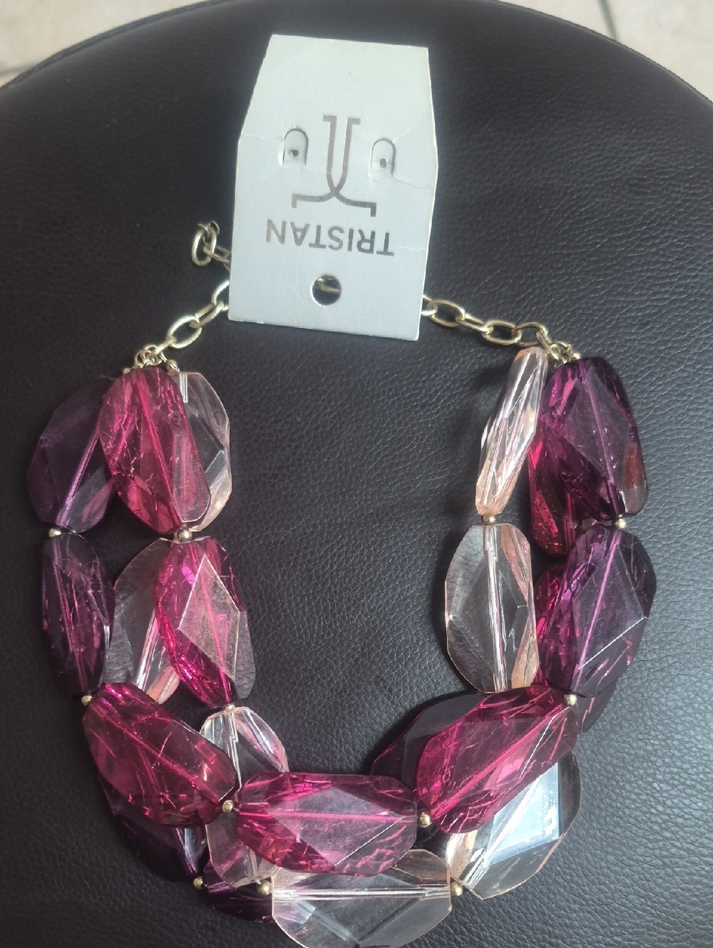 Tristan Fuchsia and Clear Faceted Multi-Strand Bracelet